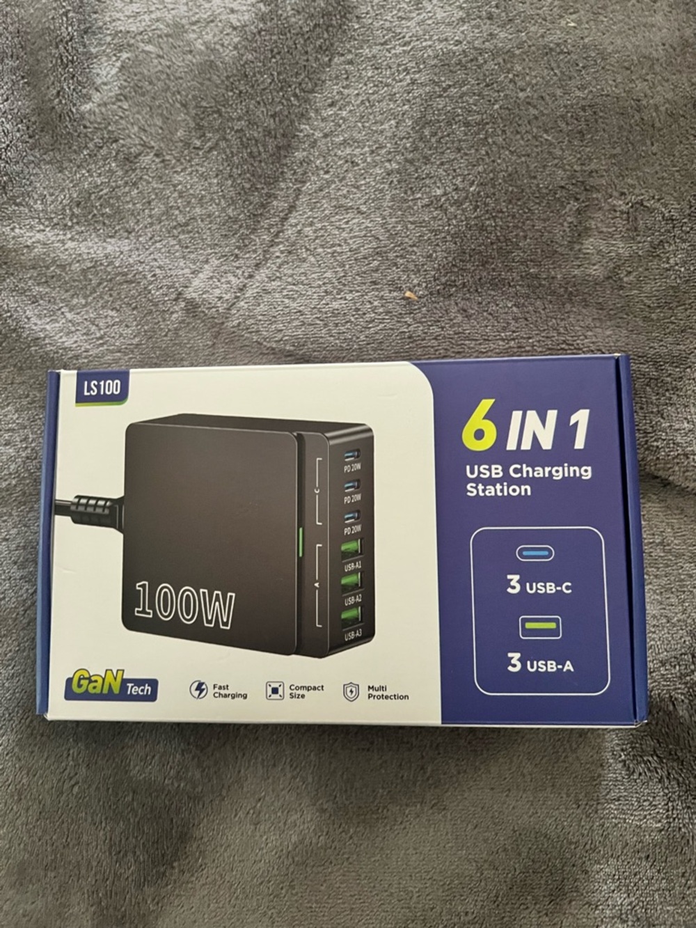 6-in-1 100W USB Charging Station - Black